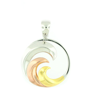 Tri Color Wave Sterling Silver Necklace
