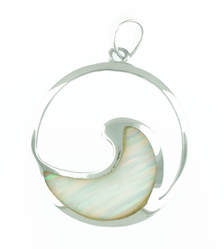 white opal wave design sterling silver pendent