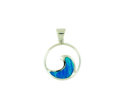 blue opal sterling silver wave pendent