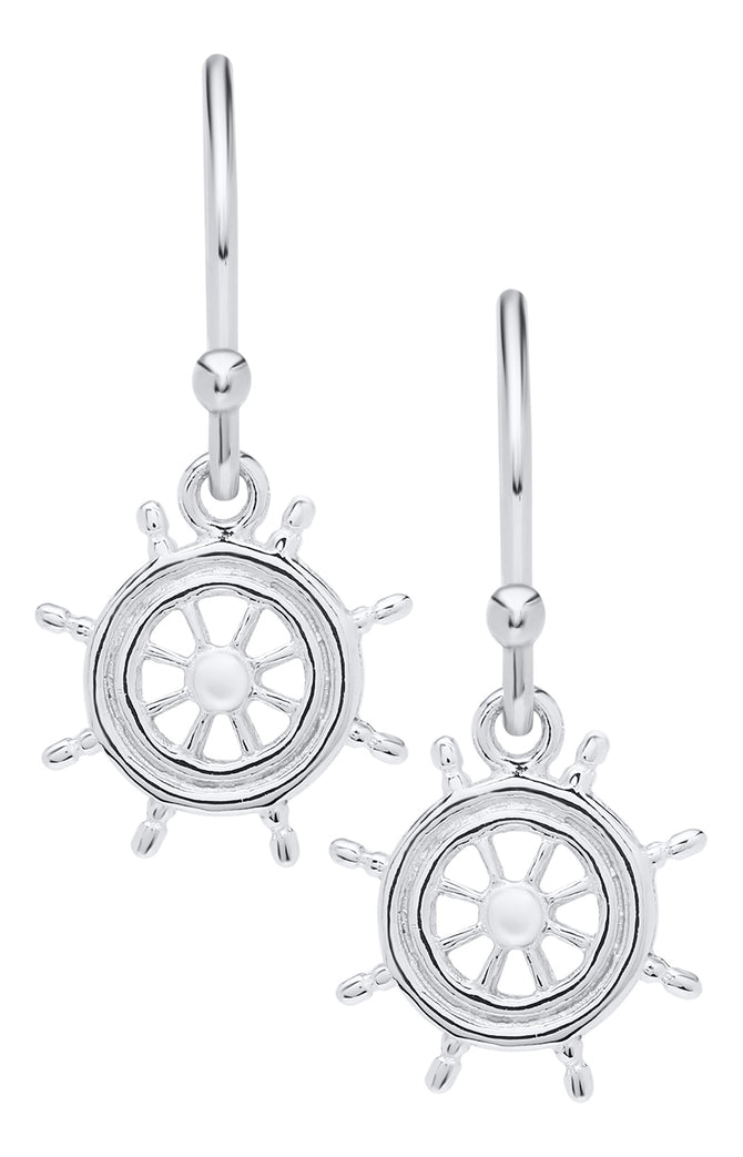 Ship's Wheel Drop Earrings - Small