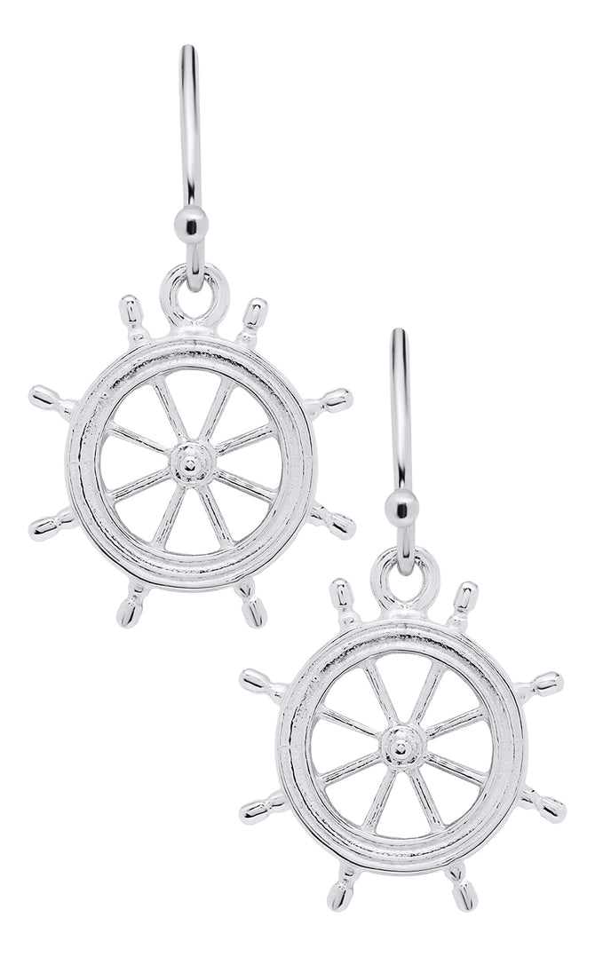 Ship's Wheel Drop Earrings - Medium