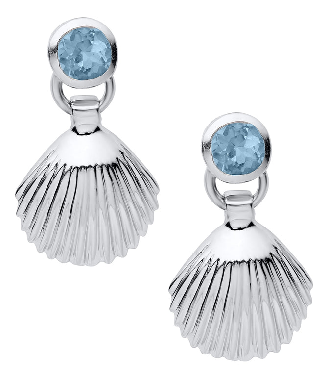 Scallop Shell and Blue Topaz Earrings