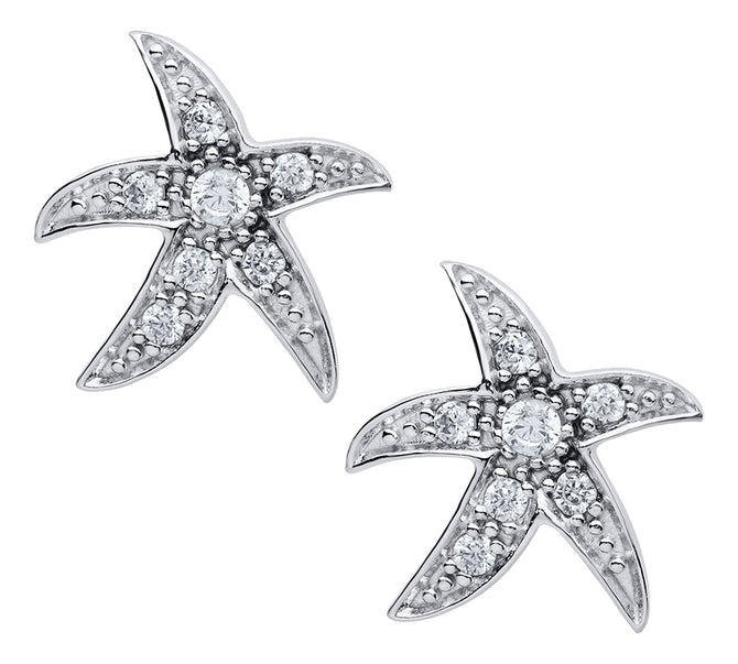 CZ Starfish Stud Earrings