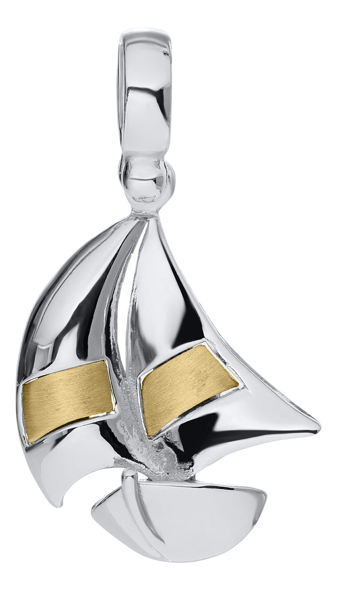 Sterling Silver & 14K Gold Sailboat Necklace