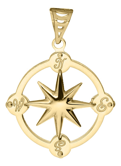 14K Gold Compass Rose Necklace - Small