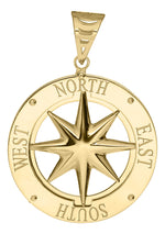 14K Gold Compass Rose Necklace - Medium