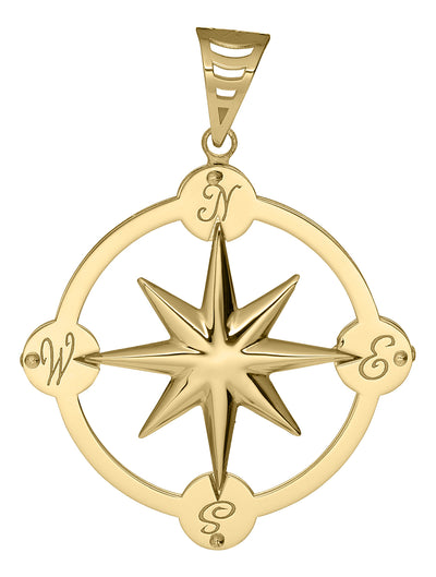 14K Gold Compass Rose Necklace - Medium