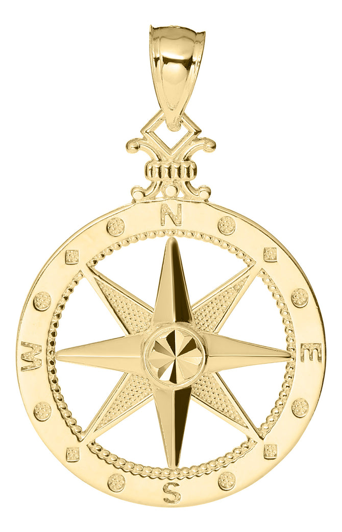 14K Gold Compass Rose Necklace - Medium
