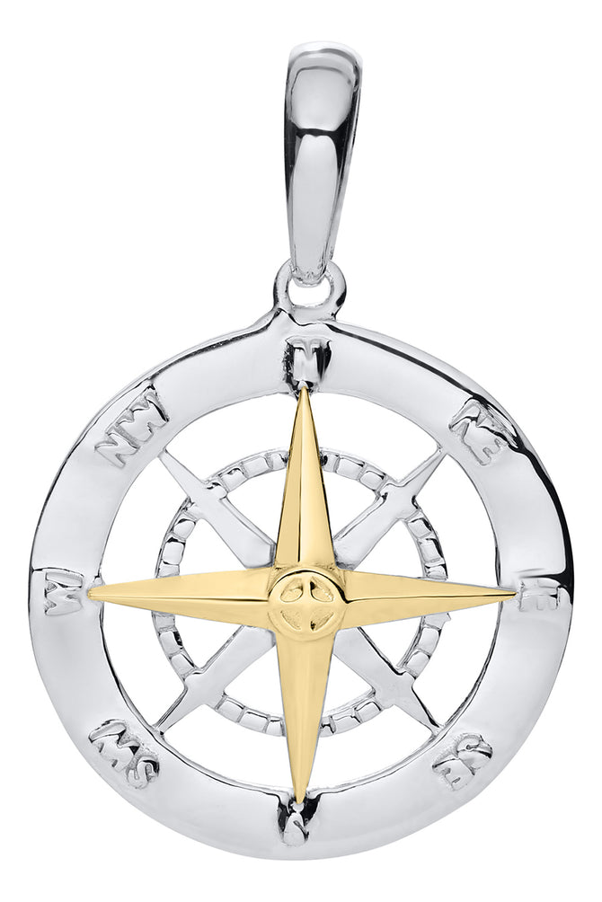 Sterling Silver & 14K Gold Compass Rose Necklace