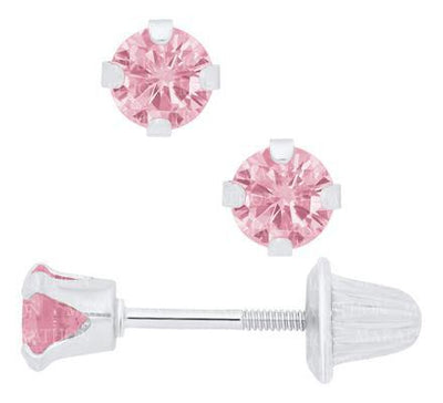 STERLING PINK CZ EARRING