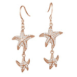 sterling silver pave set rose gold overlay starfish earrings