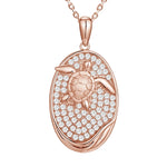 sterling silver pave cubic zirconia gold overlay turtle pendant