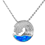 sterling silver larimar wave pendant