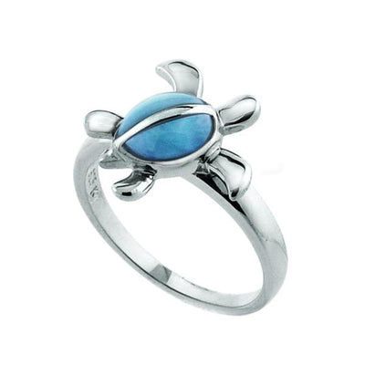 sterling silver larimar turtle ring