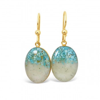 Sand Drop Gradiant 18kt gold overlay sterling silver earrings/ turquoise and sand from York beach / by Dune