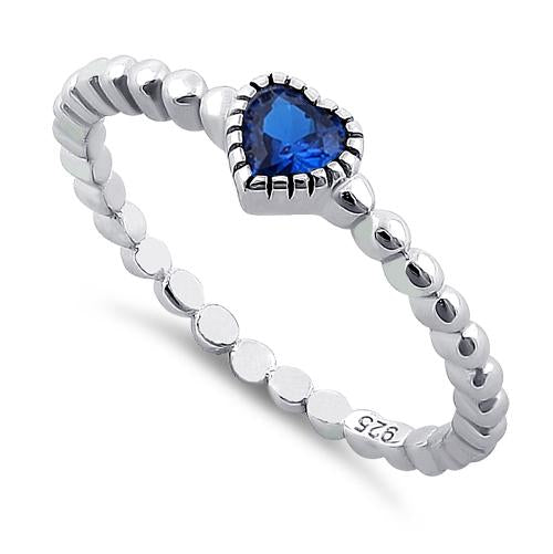 sterling silver beaded sapphire cz ring