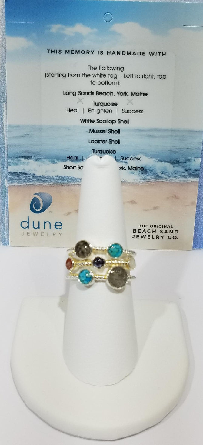 dune jewelry sterling silver ring with sand from York beach Maine