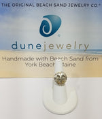 dune jewelry sterling silver modern sand dollar ring with sand from York beach Maine
