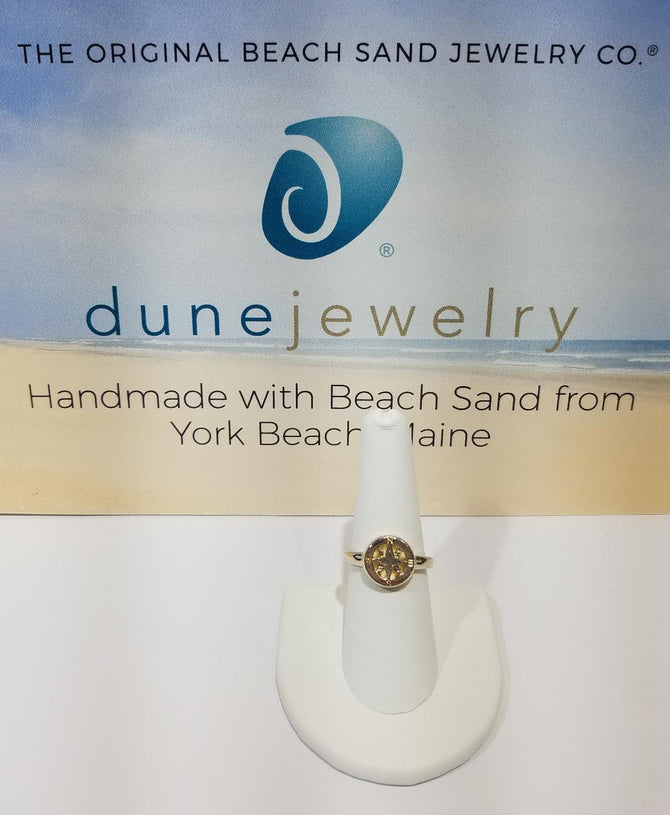 dune jewelry sterling silver compass ring with sand from york beach maine