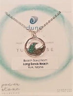 dune jewelry silver wave necklace with sand from York beach Maine
