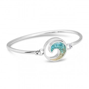 Wave Gradient sterling silver  Bracelet by Dune/ with York beach sand and turquoise