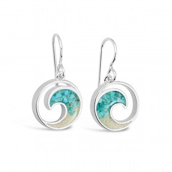 Wave Drop Gradient sterling silver Earrings/ with York beach sand, and turquoise/ by Dune